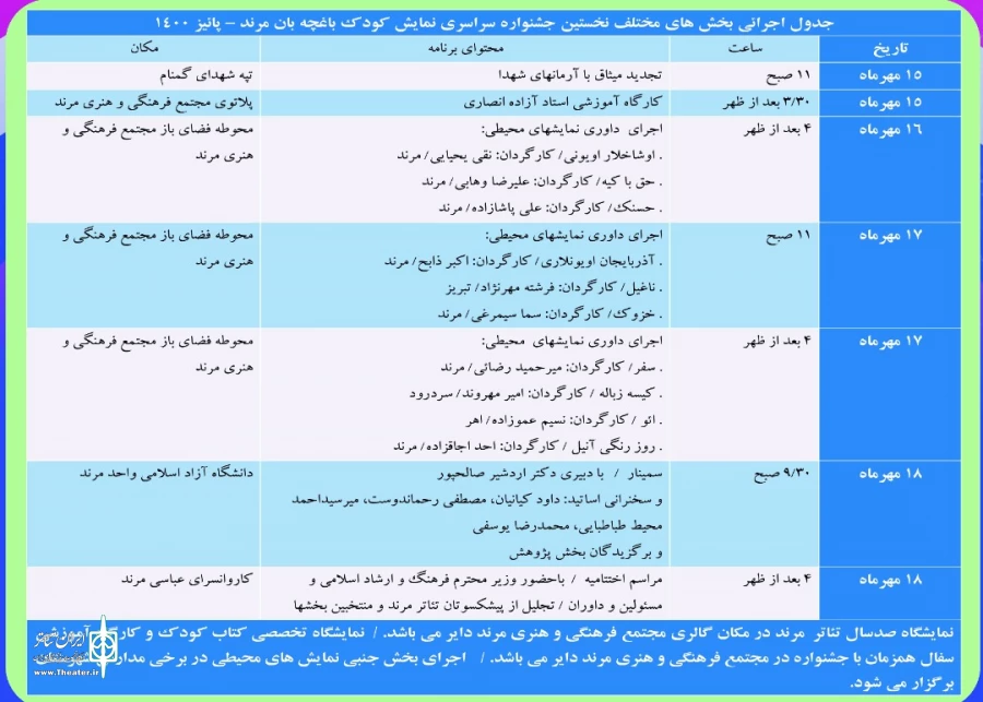 استارت رسمی نخستین جسنواره ملی تئاتر کودک باغچه‌بان از فردا  2