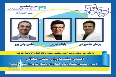 با حکم دبیر جشنواره

داوران بخش خیابانی سی و ششمین جشنواره تئاتر استان آذربایجان شرقی معرفی شدند
